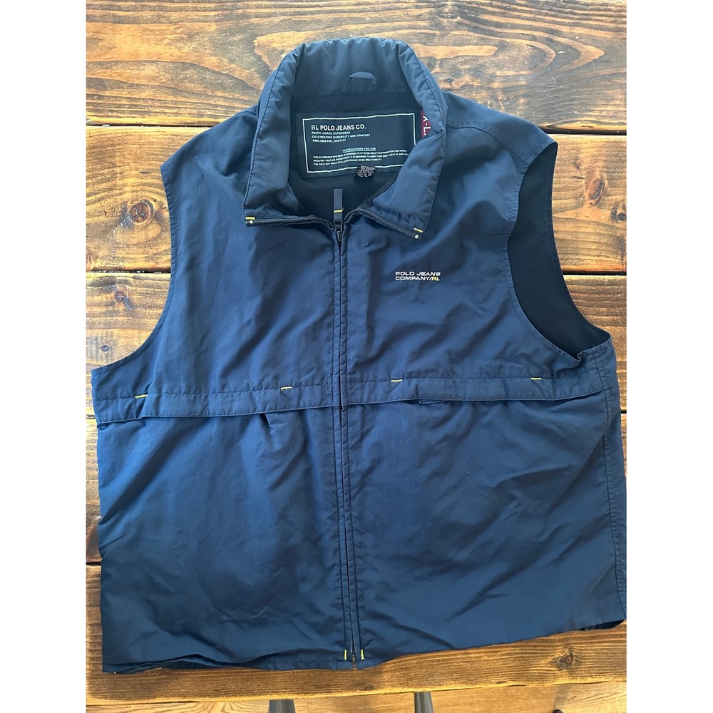 Polo Jeans Co Ralph Lauren Mens XL Navy Utility Full Zip Vest